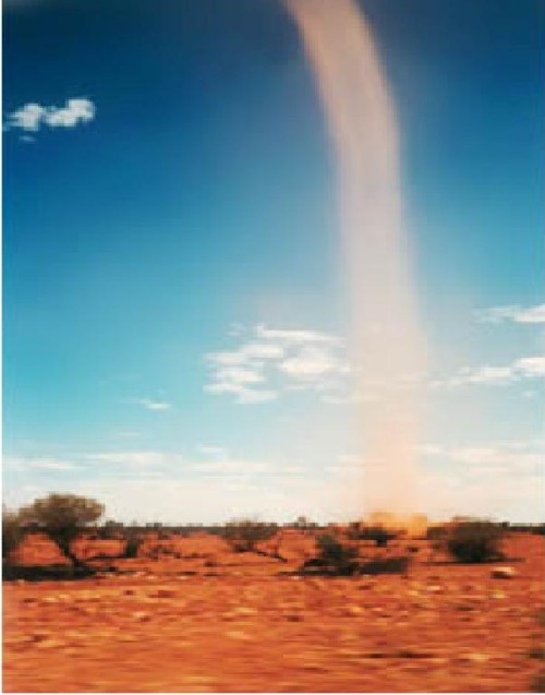 Figure 14: A dust devil as presented by friendly forcast is generated by hot desert air and is the natural but deterministic elongation of the Twistower